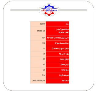 مشخصات پکیج دیواری ایران رادیاتور 28000